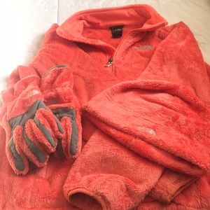 Authentic North Face Jacket, Toboggan and Gloves